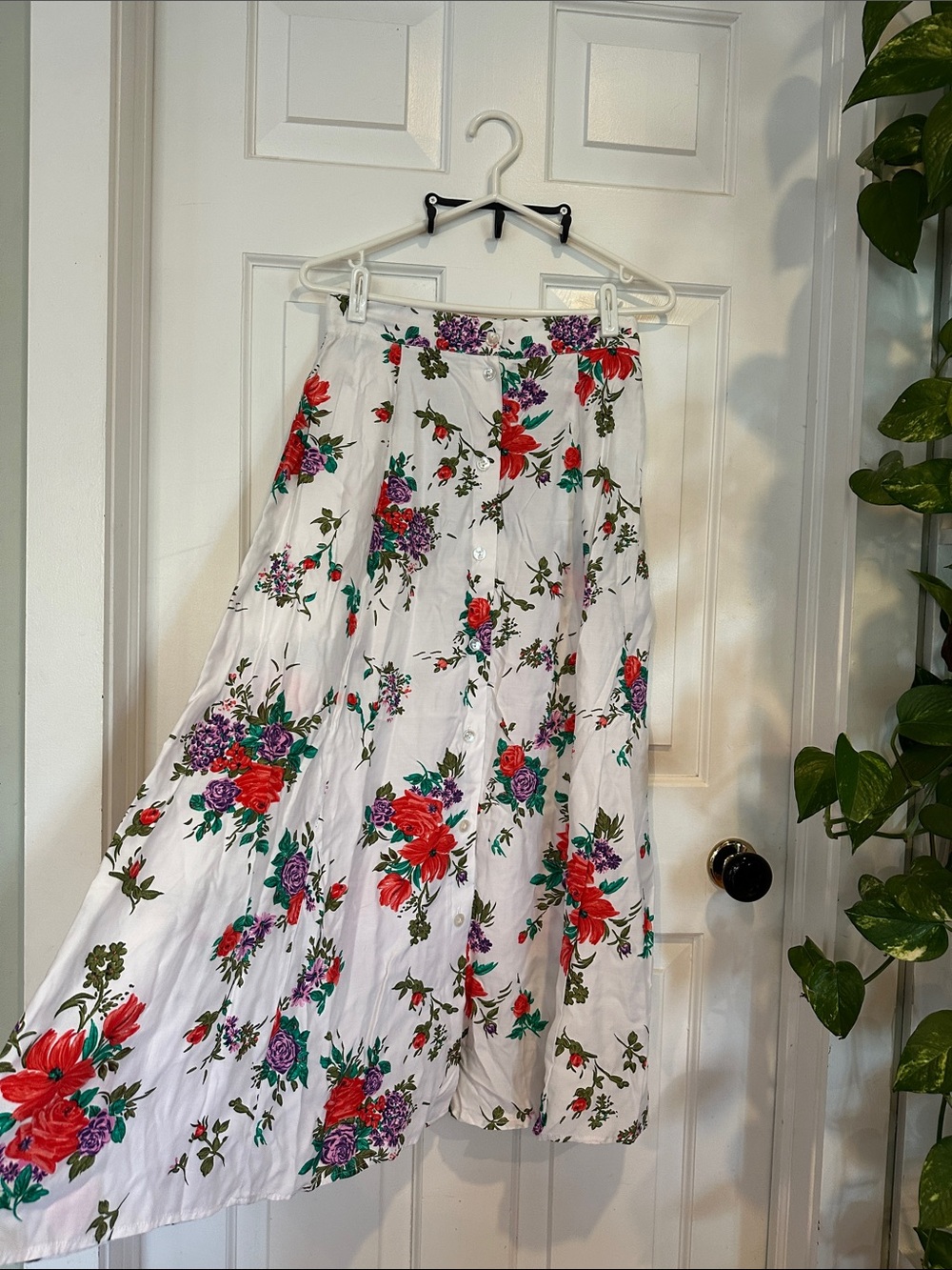 Vintage Viscose floral maxi skirt Italian fabric made in Canada feminine dainty